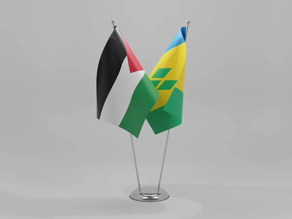 Saint Vincent Les Grenadines Drapeaux Coopération Palestiniens Fond Blanc Render — Photo