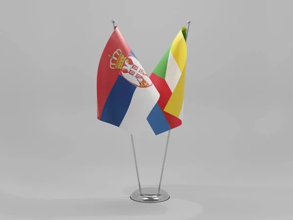 Comoras Banderas Cooperación Serbia Fondo Blanco Render —  Fotos de Stock