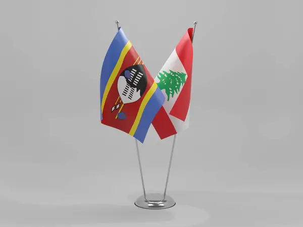 Líbano Banderas Cooperación Suazilandia Fondo Blanco Render — Foto de Stock