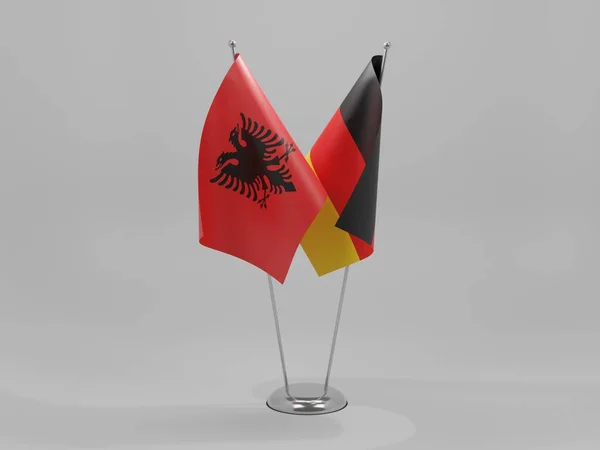 Alemania Albania Banderas Cooperación Fondo Blanco Render — Foto de Stock