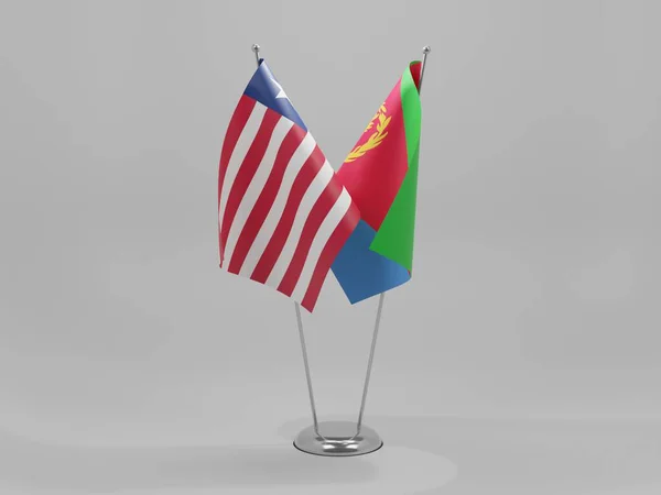 Eritrea Liberia Flaggor För Samarbete Vit Bakgrund Render — Stockfoto