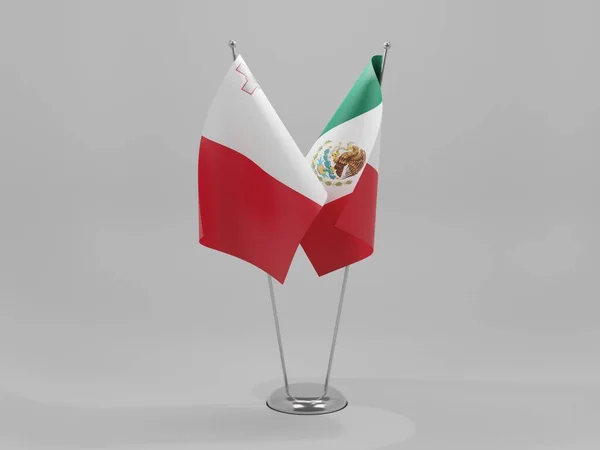 Banderas Cooperación México Malta Fondo Blanco Render — Foto de Stock