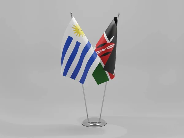 Kenya Uruguayi Együttműködési Zászlók Fehér Háttér Render — Stock Fotó