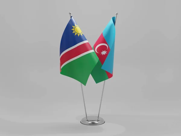 Azerbaijão Bandeiras Cooperação Namíbia Fundo Branco Render — Fotografia de Stock