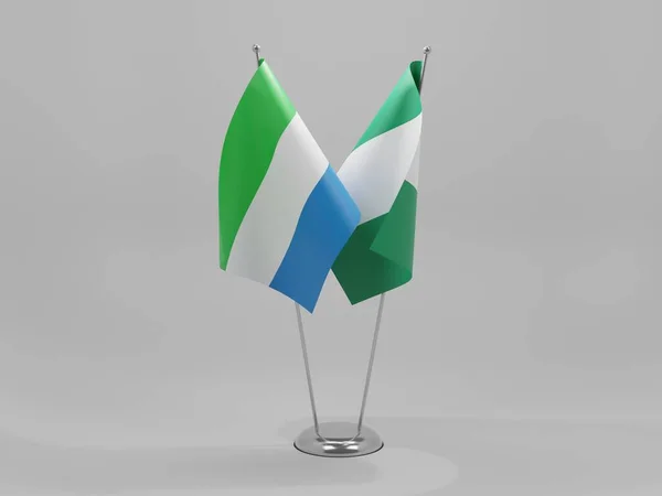 Nigérie Sierra Leone Cooperation Flags Bílé Pozadí Render — Stock fotografie