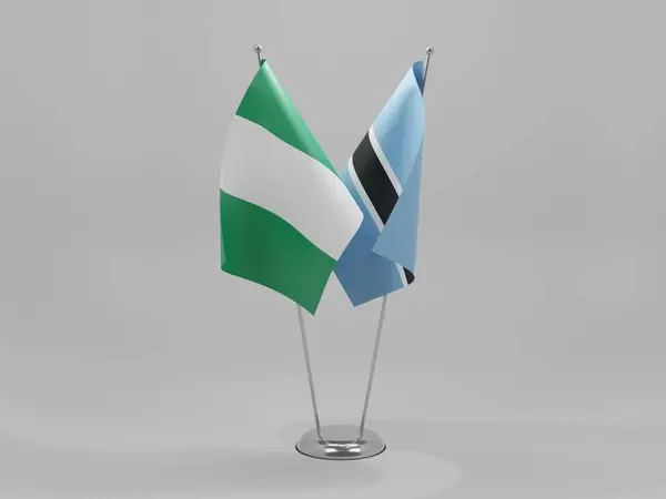 Botswana Banderas Cooperación Nigeria Fondo Blanco Render — Foto de Stock
