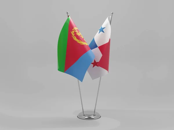 Panama Bendera Kerja Sama Eritrea Latar Belakang Putih Pencitraan — Stok Foto