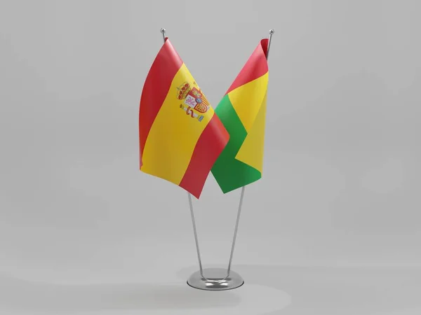 Guinea Bissau Spain Cooperation Flags White Background Render — 스톡 사진