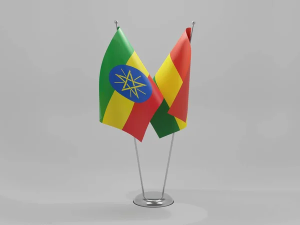 Bolivia Ethiopian Cooperation Flags White Background Render — 스톡 사진