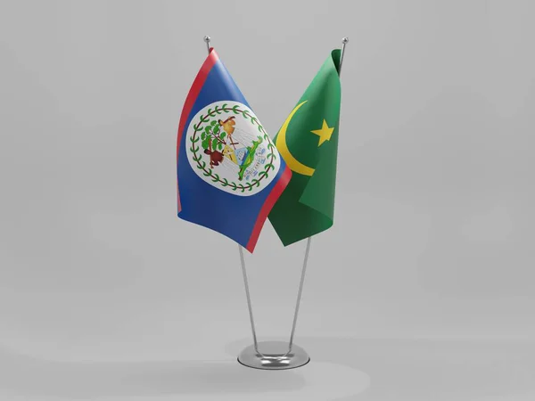 Mauretanien Belize Kooperationsflaggen Weißer Hintergrund Render — Stockfoto