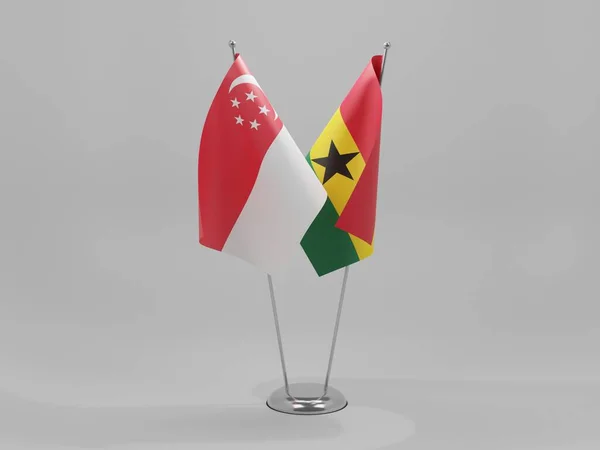 Γκάνα Singapore Cooperation Flags White Background Render — Φωτογραφία Αρχείου