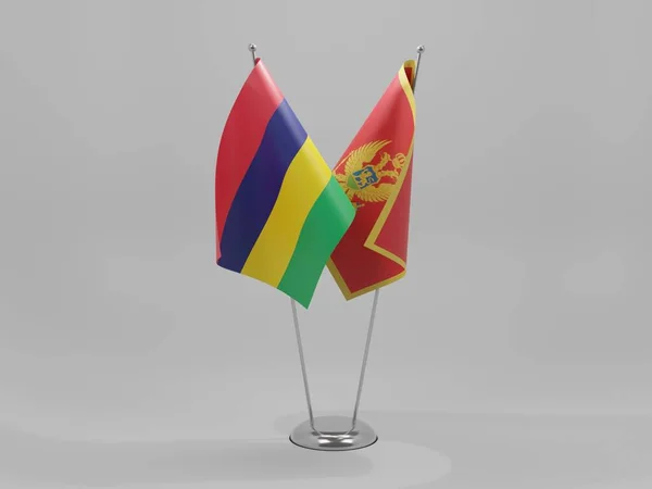 Montenegro Bendera Kerjasama Mauritius Latar Belakang Putih Pencitraan — Stok Foto