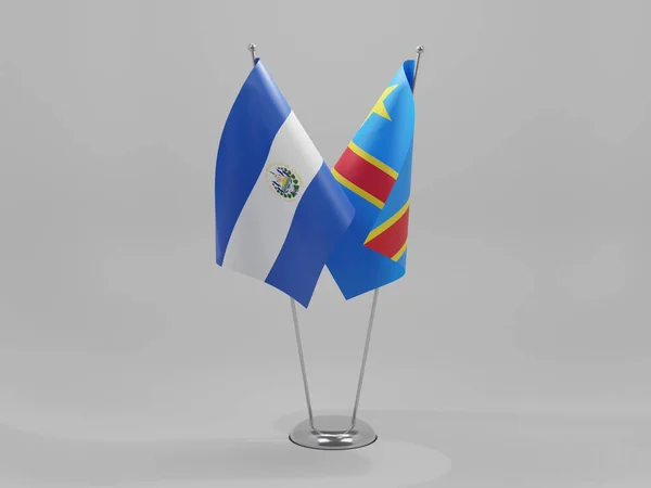 República Democrática Del Congo Banderas Cooperación Salvador Fondo Blanco Render —  Fotos de Stock