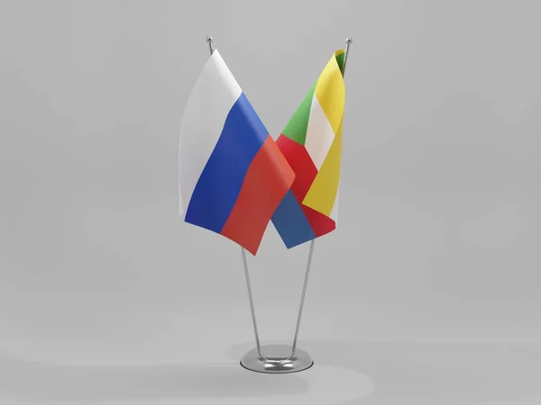 Comoros Russia Cooperation Flags White Background Render — стокове фото