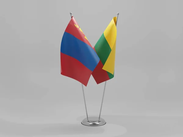 Lithuania Mongolia Cooperation Flags White Background Render — Stock Photo, Image