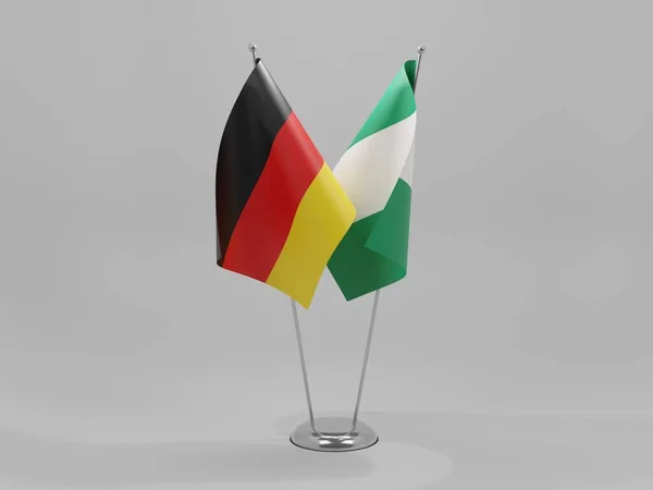 Nigeria Tysklands Samarbetsflaggor Vit Bakgrund Render — Stockfoto