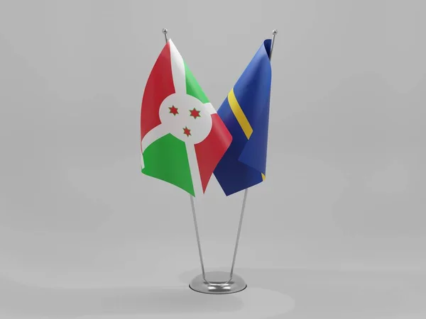 Nauru Banderas Cooperación Burundi Fondo Blanco Render — Foto de Stock
