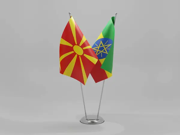 Etiópia Macedónia Bandeiras Cooperação Fundo Branco Render — Fotografia de Stock