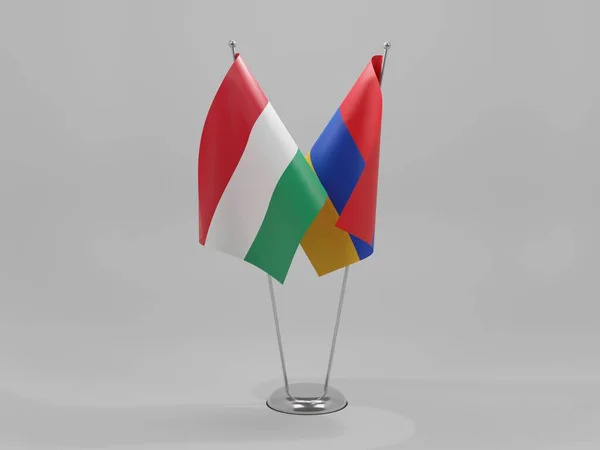 Ermenistan Macaristan Şbirliği Bayrakları Beyaz Arkaplan Render — Stok fotoğraf
