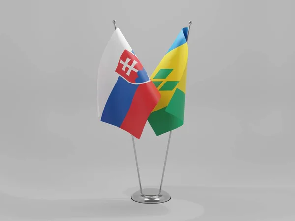 São Vicente Granadinas Bandeiras Cooperação Eslováquia Fundo Branco Render — Fotografia de Stock