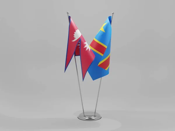 Congo Democratic Republic Nepal Cooperation Flags White Background Render — Stock Photo, Image