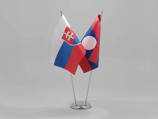 Laos Словаччина Прапори Співпраці Білий Фон Рендер — стокове фото