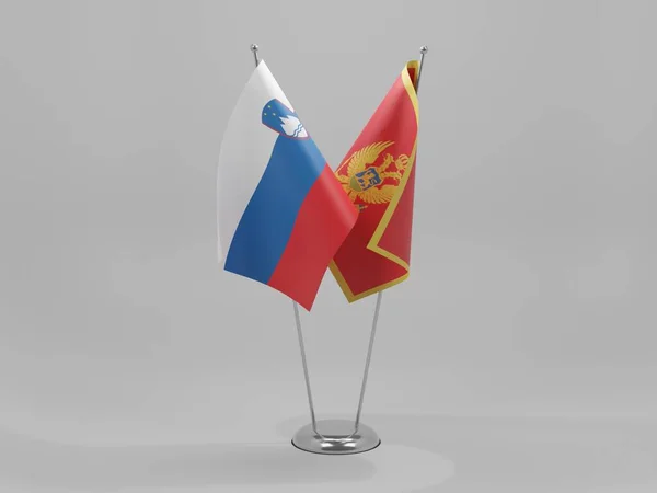 Montenegro Slovenia Cooperation Flags White Background Render — стокове фото