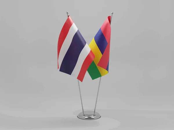 Mauricio Tailandia Banderas Cooperación Fondo Blanco Render —  Fotos de Stock