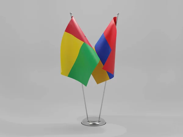 Armenia Bandiere Cooperazione Guinea Bissau Sfondo Bianco Render — Foto Stock
