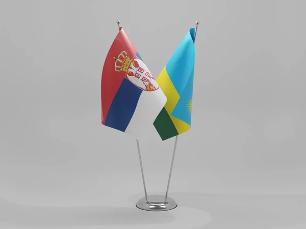 Rwanda Serbia Cooperation Flags White Background Render — 图库照片