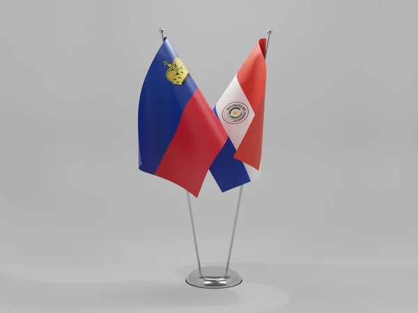 Παραγουάη Λιχτενστάιν Σημαίες Συνεργασίας Λευκό Φόντο Render — Φωτογραφία Αρχείου