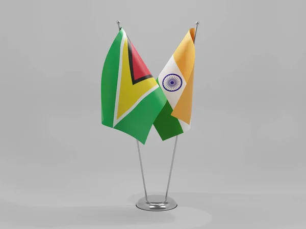 India Banderas Cooperación Guyana Fondo Blanco Render —  Fotos de Stock