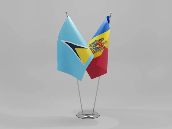 Moldova Bandiere Cooperazione Santa Lucia Sfondo Bianco Render — Foto Stock