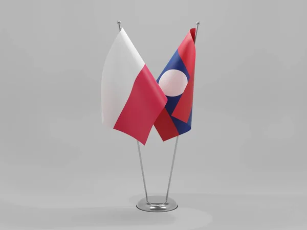 Laos Bandiere Cooperazione Polonia Sfondo Bianco Render — Foto Stock