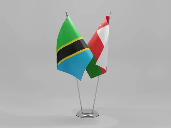 Ομάν Τανζανία Σημαίες Συνεργασίας Λευκό Φόντο Render — Φωτογραφία Αρχείου