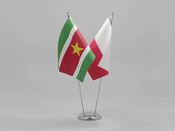 Lengyelország Suriname Együttműködési Zászlók Fehér Háttér Render — Stock Fotó