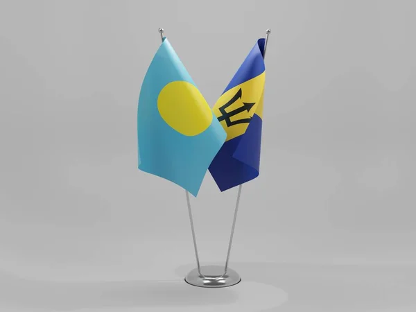 Barbados Palau Flagi Współpracy Białe Tło Render — Zdjęcie stockowe