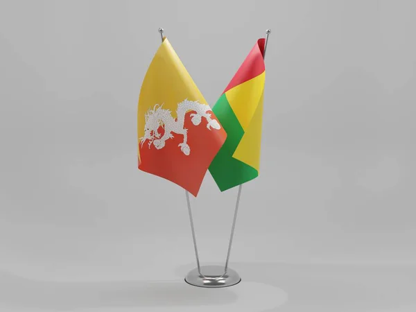 Γουινέα Μπισάου Σημαίες Συνεργασίας Μπουτάν Λευκό Φόντο Render — Φωτογραφία Αρχείου