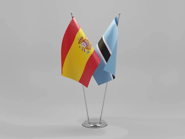 Botsuana Espanha Bandeiras Cooperação Fundo Branco Render — Fotografia de Stock