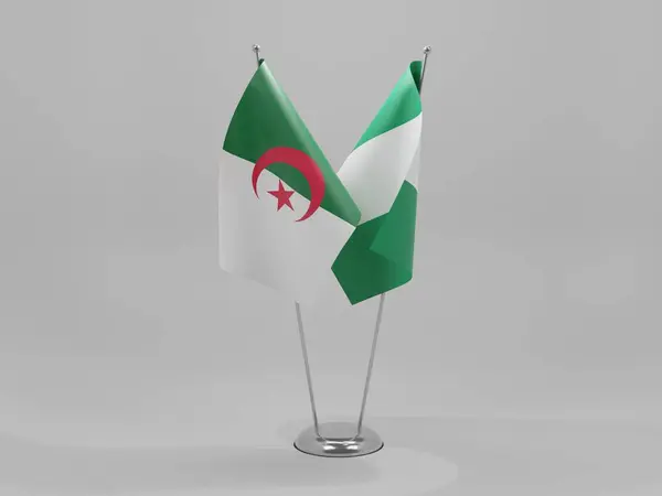 Nigérie Alžírsko Spolupráce Vlajky Bílé Pozadí Vykreslování — Stock fotografie