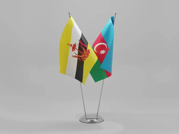 Azerbaigian Bandiere Cooperazione Brunei Sfondo Bianco Render — Foto Stock