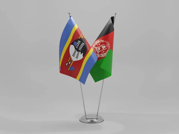 Afghánistán Vlajky Spolupráce Svazijska Bílé Pozadí Vykreslování — Stock fotografie