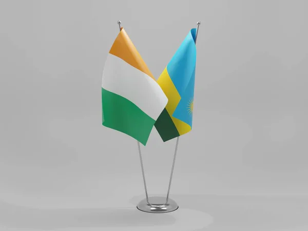 Ruanda Banderas Cooperación Cote Ivoire Fondo Blanco Render — Foto de Stock