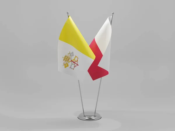 Polen Vatikanstadt Kooperationsfahnen Weißer Hintergrund Render — Stockfoto