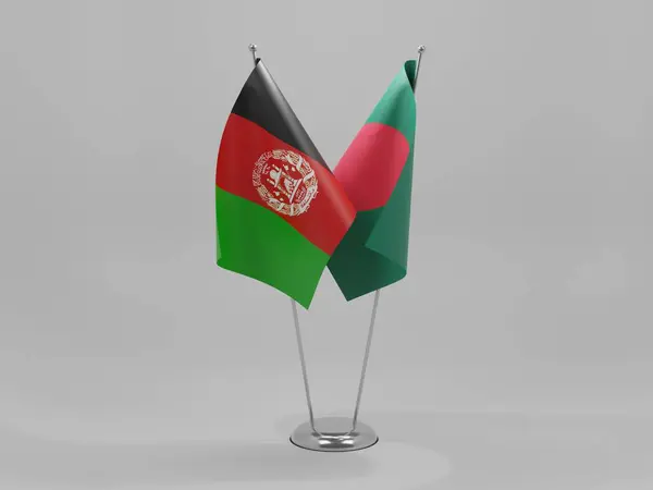 Σημαίες Συνεργασίας Μπαγκλαντές Αφγανιστάν Λευκό Φόντο Render — Φωτογραφία Αρχείου