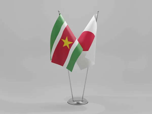 Japán Suriname Együttműködési Zászlók Fehér Háttér Render — Stock Fotó