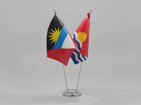 Kiribati Bandeiras Cooperação Antígua Barbuda Fundo Branco Render — Fotografia de Stock