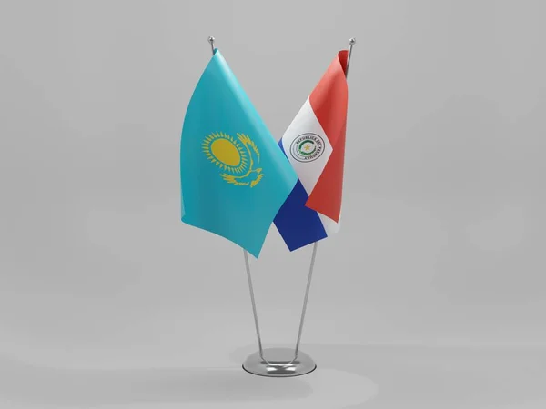 Paraguay Bandiere Cooperazione Del Kazakistan Sfondo Bianco Render — Foto Stock