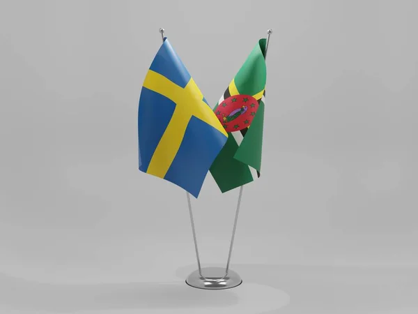 Dominica Sweden Cooperation Flags White Background Render — Stock Photo, Image