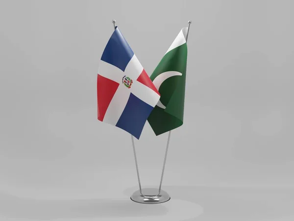 Pakistan Dominikana Flagi Współpracy Białe Tło Render — Zdjęcie stockowe